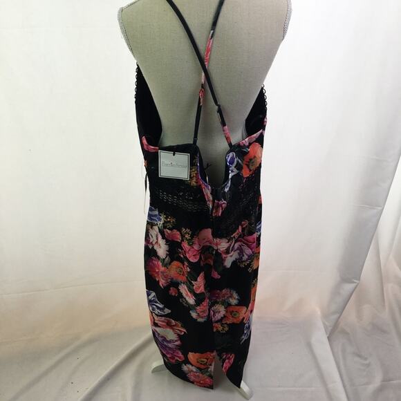 Premier Amour Floral Dress Black Red Yellow 14 - Picture 8 of 13